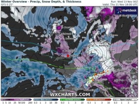 英国最新降雪：800英里积雪炸弹在英国上空爆炸的瞬间——新地图